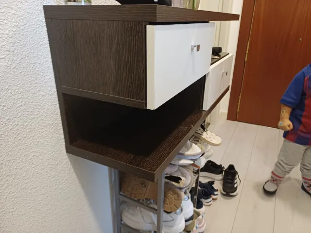 Mueble de entrada madera y metal