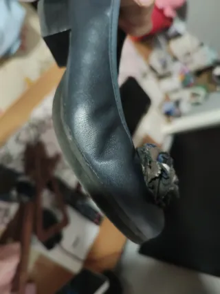 Zapatos planos Pitillos azules con flor