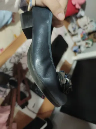 Zapatos planos Pitillos azules con flor