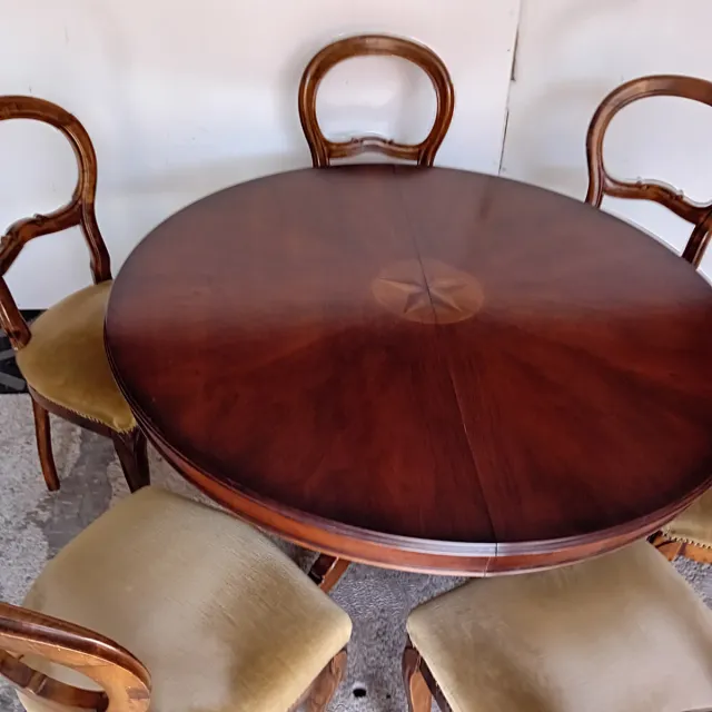 Mesa comedor redonda + 6 sillas