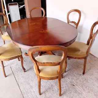 Mesa comedor redonda + 6 sillas