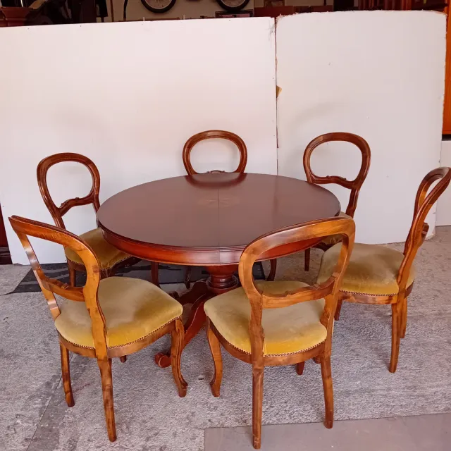 Mesa comedor redonda + 6 sillas