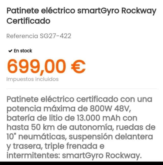 Patinete eléctrico SmartGyro Rockway en buen estad