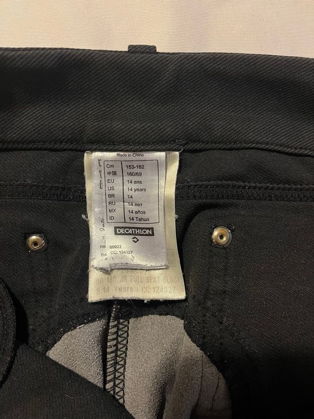 Pantalón Hípica Niño Fouganza Negro/Gris