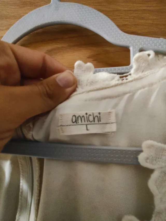 Vestido beige/blanco talla única