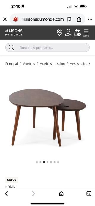 Conjunto mesa comedor y 2 mesitas centro