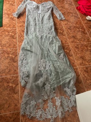 Vestido Rosa Clará Joya Beige Talla 14 40/42