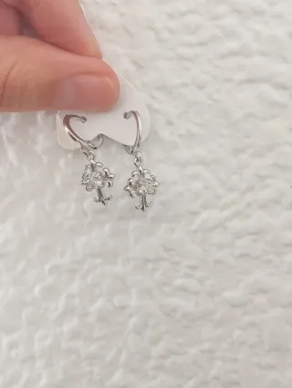 Pendientes cruz Moissanita cruz baño plata 925