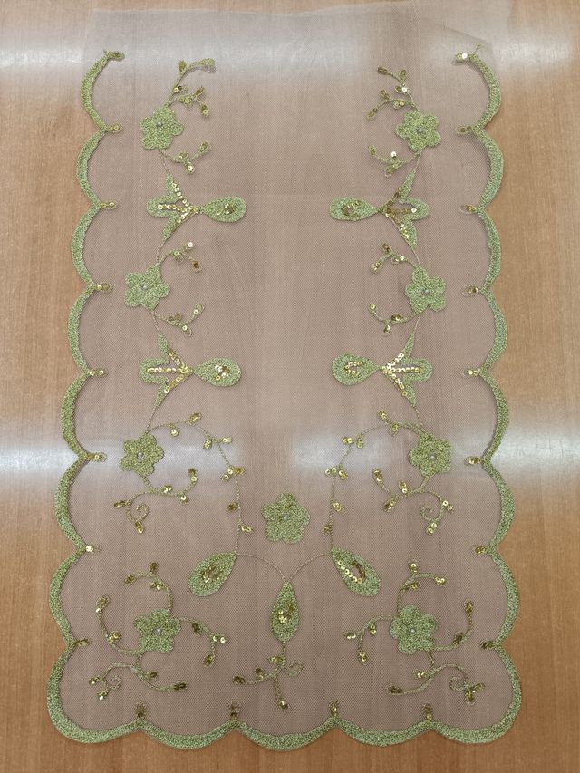 Delantal fallera tul tieso oro 53cm