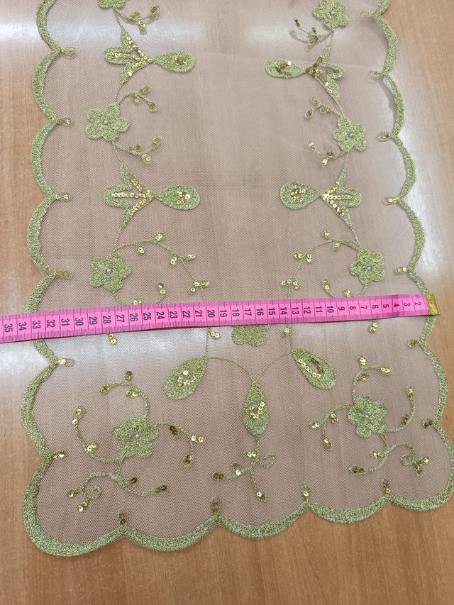 Delantal fallera tul tieso oro 53cm