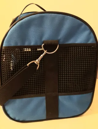 Transportín para mascotas azul y negro