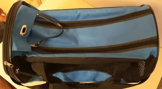 Transportín para mascotas azul y negro