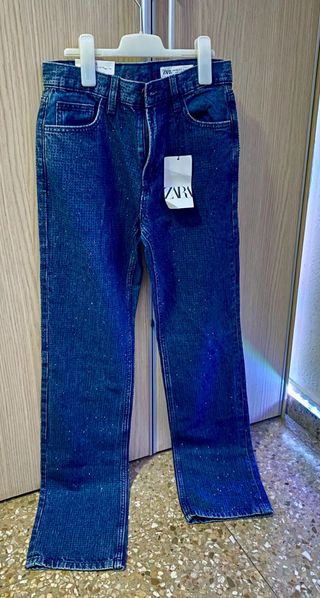 Pantalón vaquero Zara con brillos Talla S