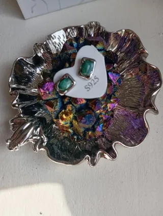 Pendientes Plata 925 Esmeralda Ovalada