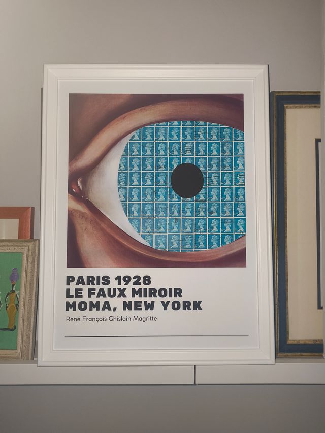 Quadro moderno "occhio" MAGRITTE su francobolli