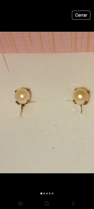 Pendientes niña oro 18k y perlas