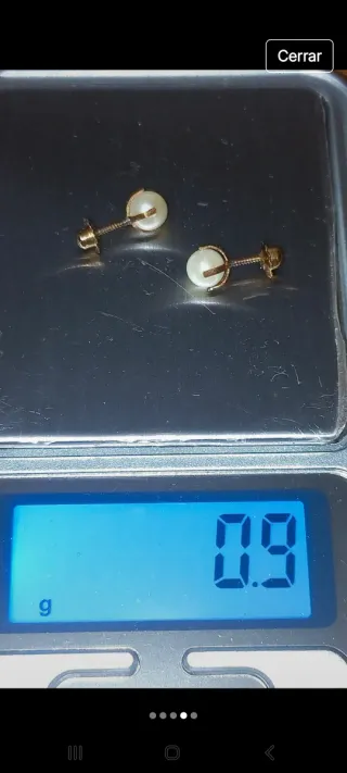 Pendientes niña oro 18k y perlas