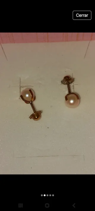Pendientes niña oro 18k y perlas