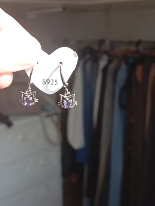 Pendientes Gato Tanzanita Baño Plata 925