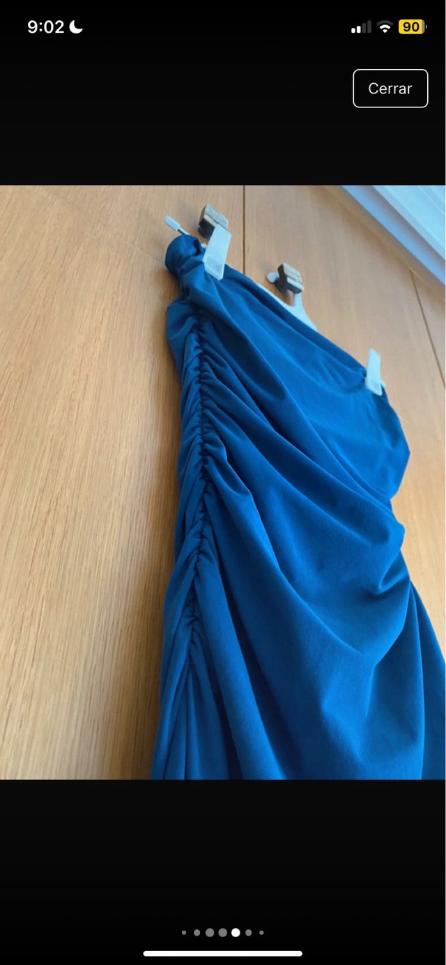 Vestido palabra de honor azul Zara