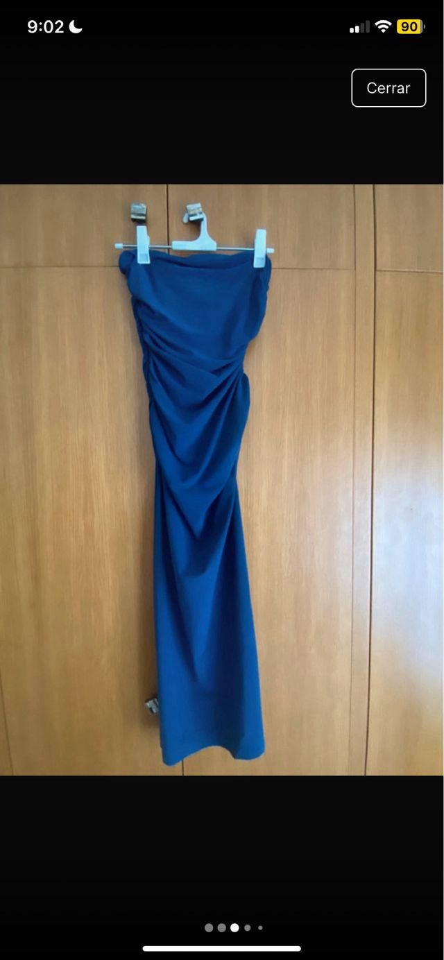 Vestido palabra de honor azul Zara