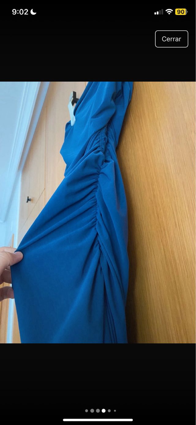 Vestido palabra de honor azul Zara