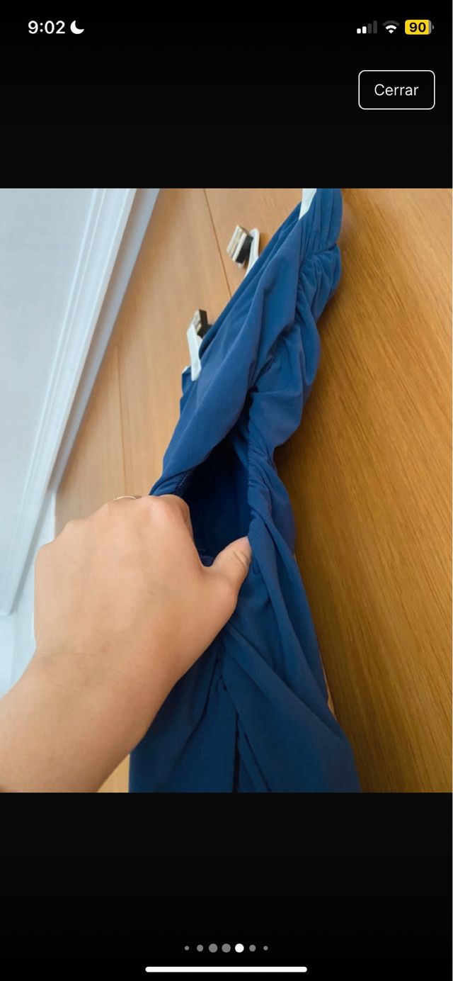 Vestido palabra de honor azul Zara