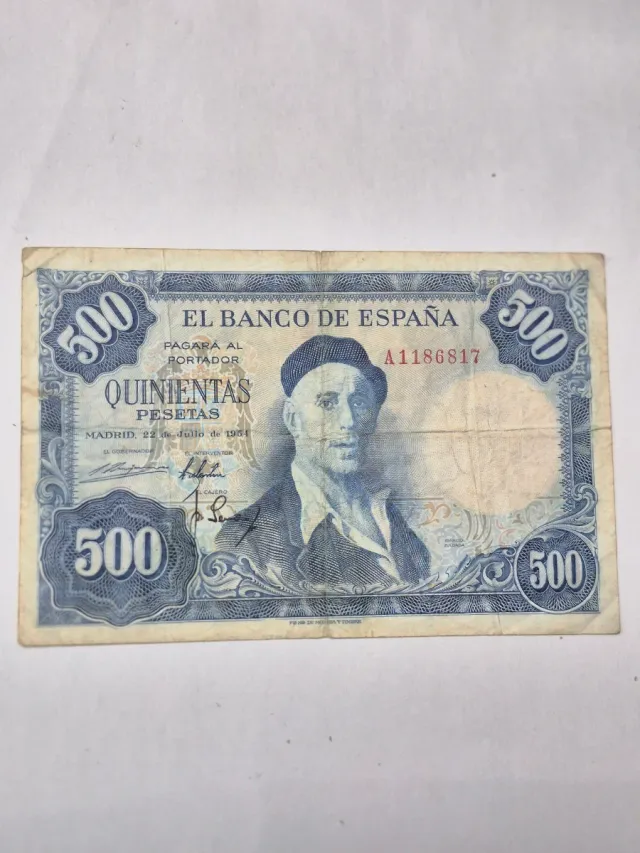 Billete 500 Pesetas 1954 BC seríe baja Pick #148