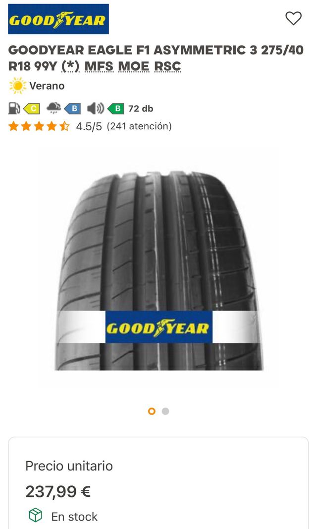 Neumáticos Goodyear 275/40/18 99Y Nuevos