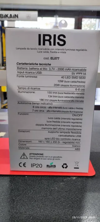 Lampada LED IRIS LuceQuadra Ricaricabile