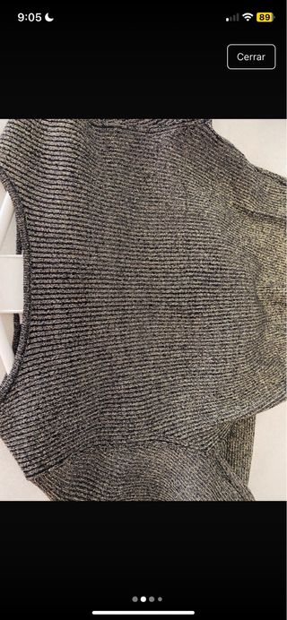 Top Zara Negro y Dorado Elástico Manga Larga