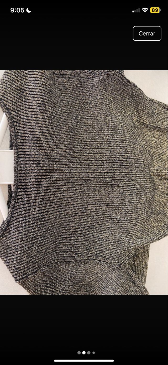 Top Zara Negro y Dorado Elástico Manga Larga