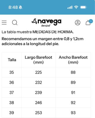 Bailarinas Navega Barefoot T 38
