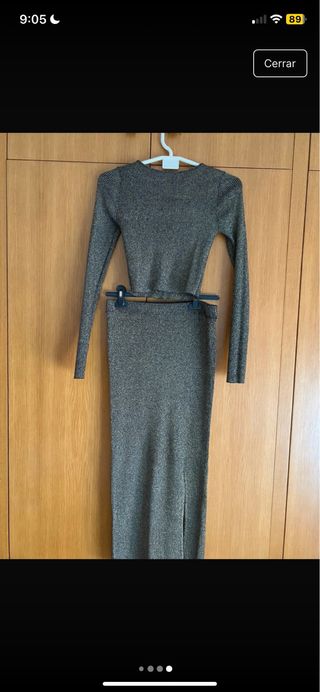 Falda Zara dorada y negra ajustada