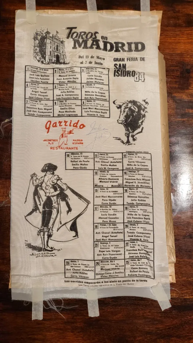 Cartel Toros San Isidro Madrid 1984