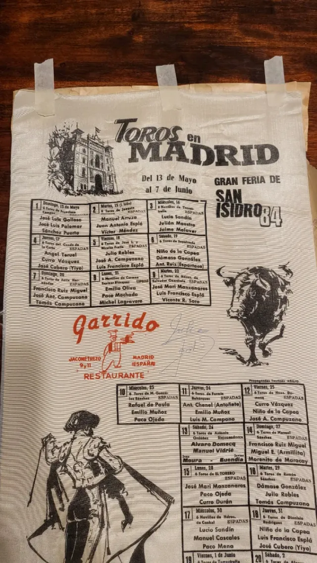 Cartel Toros San Isidro Madrid 1984