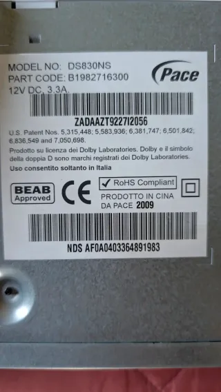 Sky RS830NS Decoder Satellitare + Telecomando