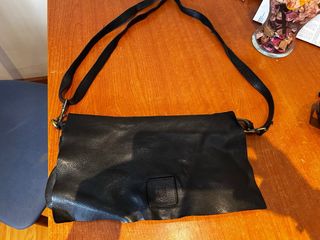 Bolso Biba Negro Piel Varios Compartimentos