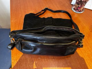 Bolso Biba Negro Piel Varios Compartimentos