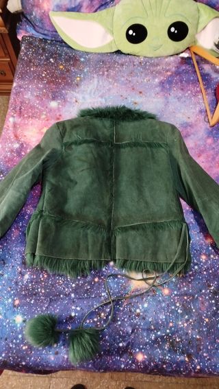 Chaqueta ante y pelo verde