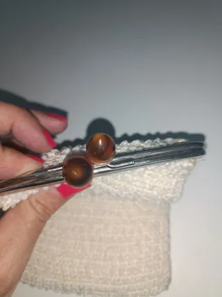 Monedero antiguo de cuentas de cristal años 60