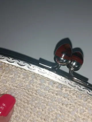 Monedero antiguo de cuentas de cristal años 60