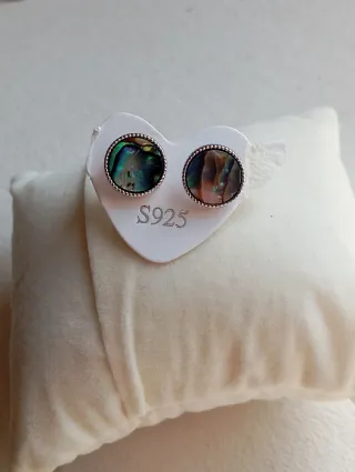 Pendientes Plata abulón concha Multicolor 925