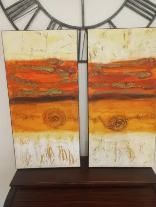 Set di 2 quadri ad olio su tela