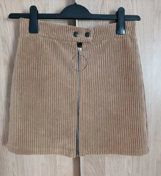 Falda pana marrón cremallera talla 36