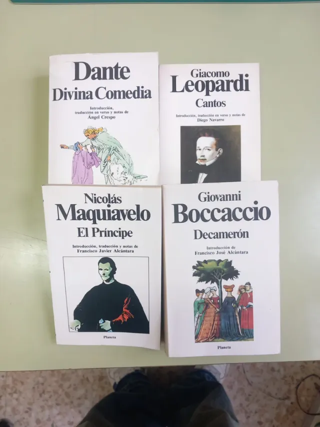 El Principe, Divina Comedia, Decameron, Cantos