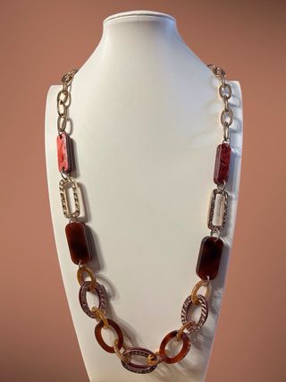 Collana donna con maglie color oro e marrone