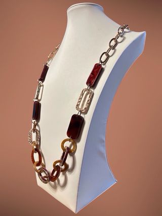Collana donna con maglie color oro e marrone