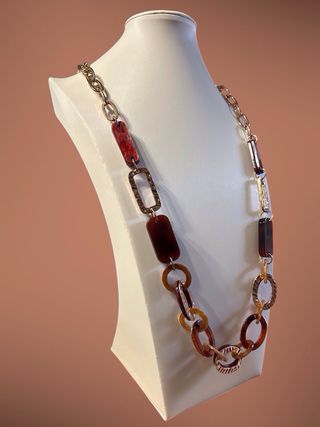 Collana donna con maglie color oro e marrone