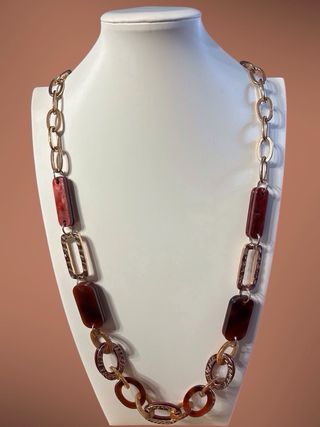 Collana donna con maglie color oro e marrone